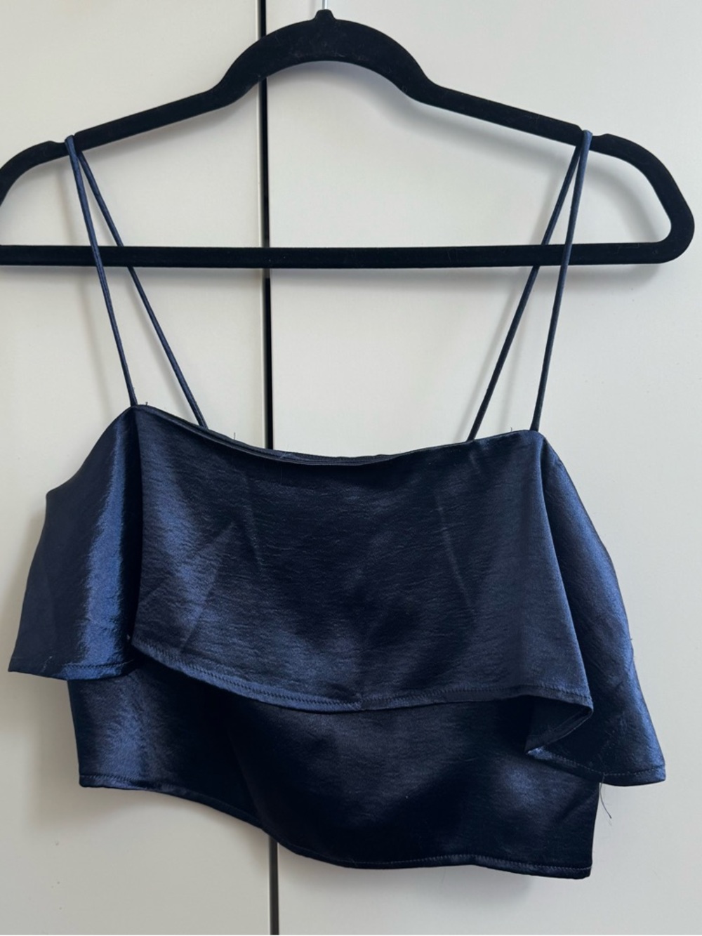 Silence and Noise by UO navy ruffled crop top S